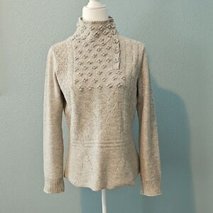 Elegant Women's Turtleneck Sweater in Light Gray